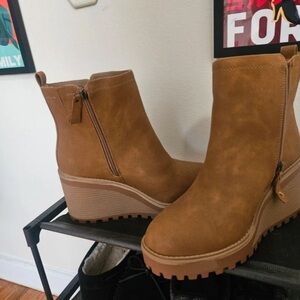 torrid Cognac Platform Ankle Booties with Side Zip